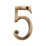 M Marcus Heritage Brass Numeral 5 - Face Fix 76mm Slimline font